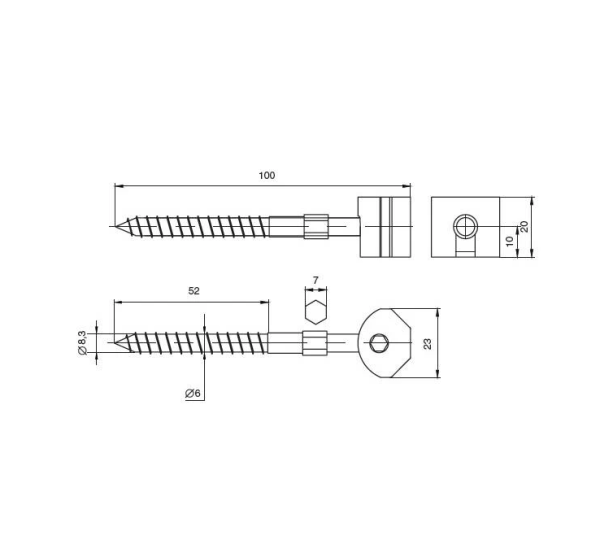 Стяжка прямая UT Railbolt 8x98мм, отделка цинк
